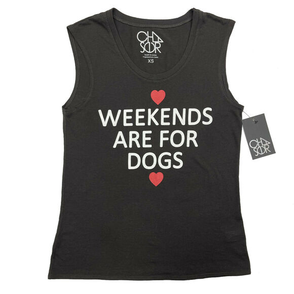 Chaser Weekends Are For Dogs Tee Sz XS New $62 T-Shirt Vintage Wash Union Black - Picture 4 of 9
